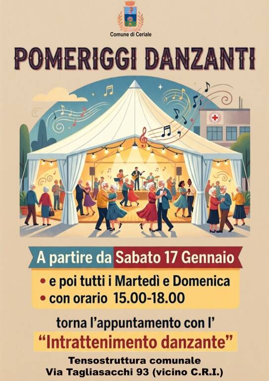 Ritorna la rassegna dei Pomeriggi Danzanti alla Tensostruttura di Ceriale